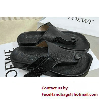 Loewe Ease toe post Women/Men sandals in goatskin Black 2024 - Click Image to Close