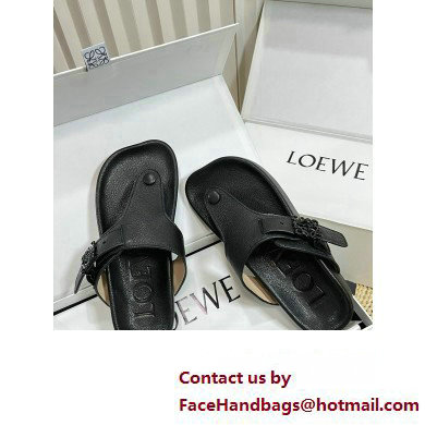 Loewe Ease toe post Women/Men sandals in goatskin Black 2024