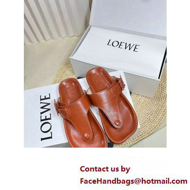 Loewe Ease toe post Women/Men sandals in goatskin Tan 2024