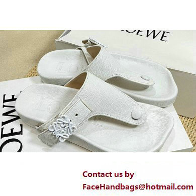 Loewe Ease toe post Women/Men sandals in goatskin White 2024 - Click Image to Close