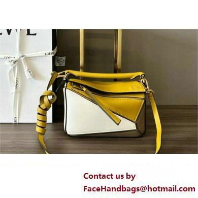 Loewe Mini Puzzle bag in classic calfskin Ochre/Soft White 2024 - Click Image to Close