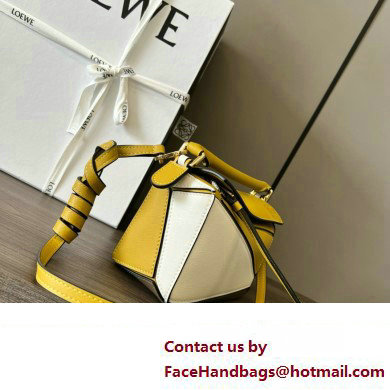 Loewe Mini Puzzle bag in classic calfskin Ochre/Soft White 2024