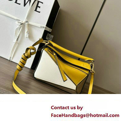 Loewe Mini Puzzle bag in classic calfskin Ochre/Soft White 2024