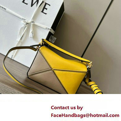 Loewe Mini Puzzle bag in classic calfskin Ochre/Soft White 2024