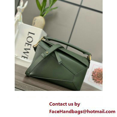 Loewe Mini Puzzle bag in classic calfskin bottle green 2024