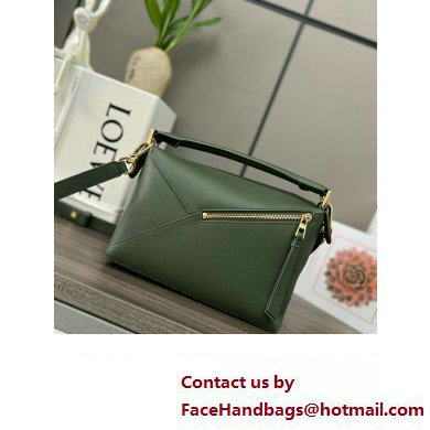 Loewe Mini Puzzle bag in classic calfskin bottle green 2024