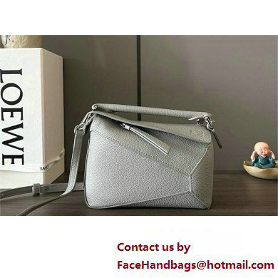 Loewe Mini Puzzle bag in soft grained calfskin pearl gray 2024