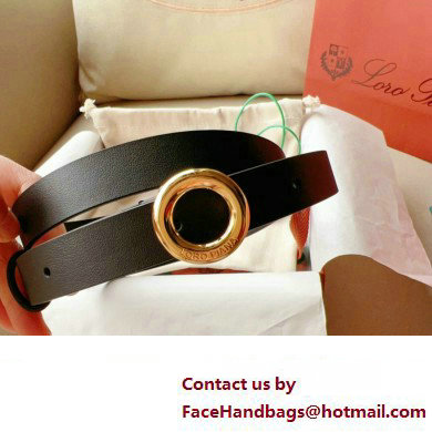 Loro Piana Width 2cm Ghiera Leather Belt Black/Gold