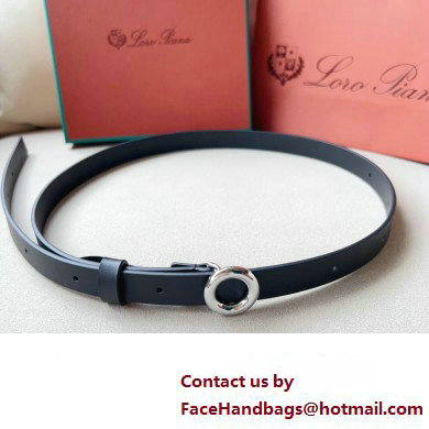 Loro Piana Width 2cm Ghiera Leather Belt Black/Silver