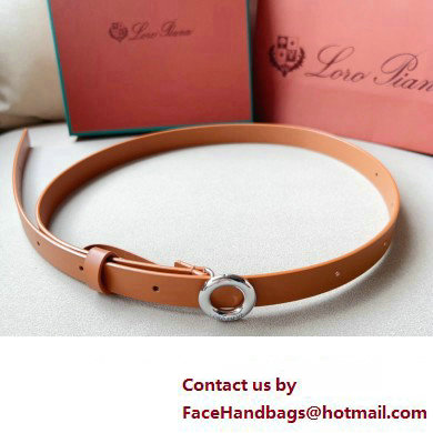 Loro Piana Width 2cm Ghiera Leather Belt Brown/Silver