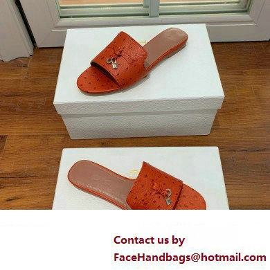 Loro Piana ostrich pattern leather summer charms mules ORANGE 2024 - Click Image to Close