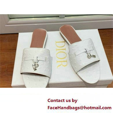 Loro Piana ostrich pattern leather summer charms mules WHITE 2024 - Click Image to Close