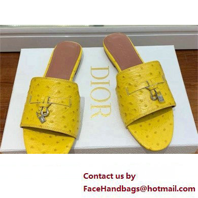 Loro Piana ostrich pattern leather summer charms mules YELLOW 2024