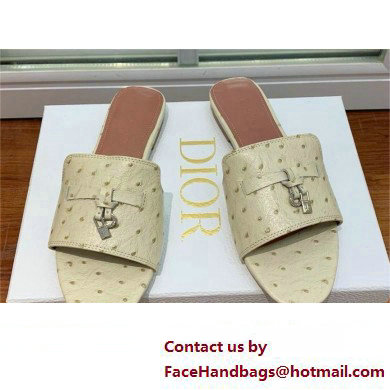 Loro Piana ostrich pattern leather summer charms mules creamy 2024 - Click Image to Close