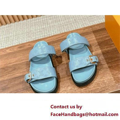 Louis Vuitton Bom Dia Flat Comfort Mule1ACKIR blue 2024 - Click Image to Close