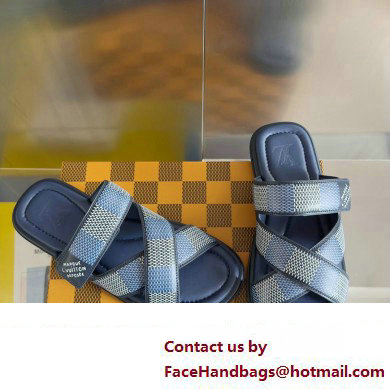 Louis Vuitton Damier pattern Men's Mules Blue 2024