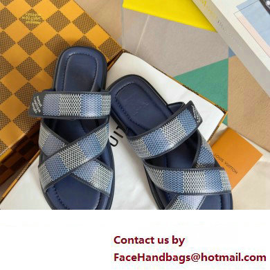 Louis Vuitton Damier pattern Men's Mules Blue 2024