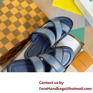 Louis Vuitton Damier pattern Men's Mules Blue 2024