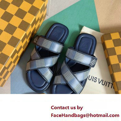 Louis Vuitton Damier pattern Men's Mules Blue 2024