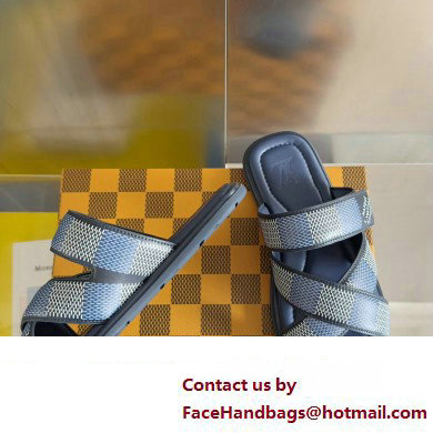 Louis Vuitton Damier pattern Men's Mules Blue 2024