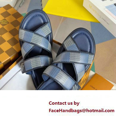 Louis Vuitton Damier pattern Men's Mules Blue 2024