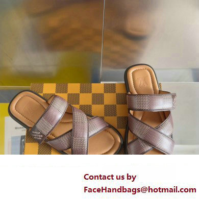 Louis Vuitton Damier pattern Men's Mules Brown 2024 - Click Image to Close