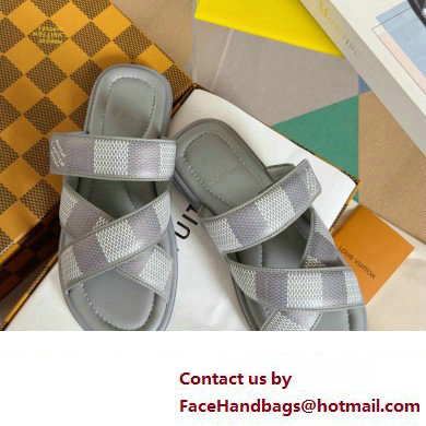 Louis Vuitton Damier pattern Men's Mules Gray 2024