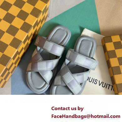 Louis Vuitton Damier pattern Men's Mules Gray 2024