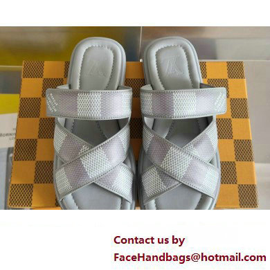 Louis Vuitton Damier pattern Men's Mules Gray 2024