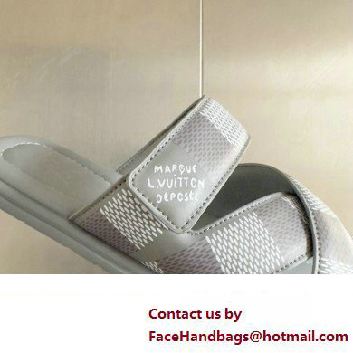 Louis Vuitton Damier pattern Men's Mules Gray 2024