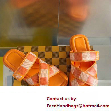 Louis Vuitton Damier pattern Men's Mules Orange 2024