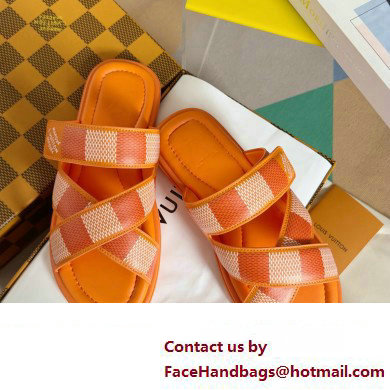 Louis Vuitton Damier pattern Men's Mules Orange 2024