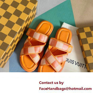 Louis Vuitton Damier pattern Men's Mules Orange 2024