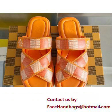 Louis Vuitton Damier pattern Men's Mules Orange 2024