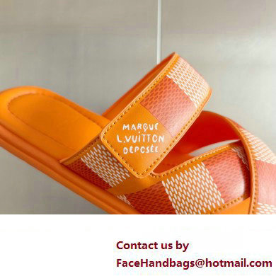 Louis Vuitton Damier pattern Men's Mules Orange 2024