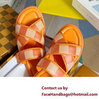 Louis Vuitton Damier pattern Men's Mules Orange 2024