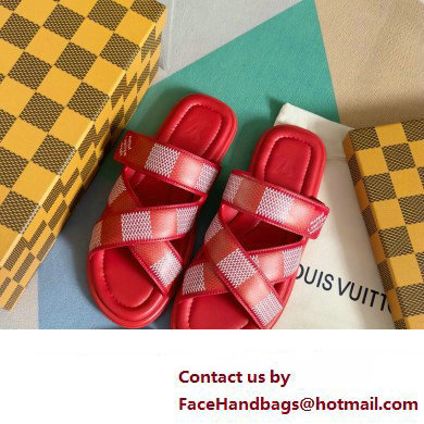 Louis Vuitton Damier pattern Men's Mules Red 2024