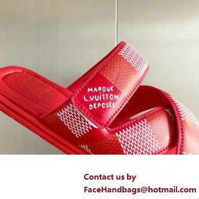 Louis Vuitton Damier pattern Men's Mules Red 2024