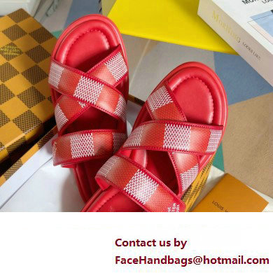 Louis Vuitton Damier pattern Men's Mules Red 2024