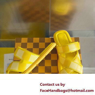 Louis Vuitton Damier pattern Men's Mules Yellow 2024