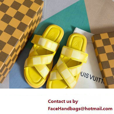 Louis Vuitton Damier pattern Men's Mules Yellow 2024