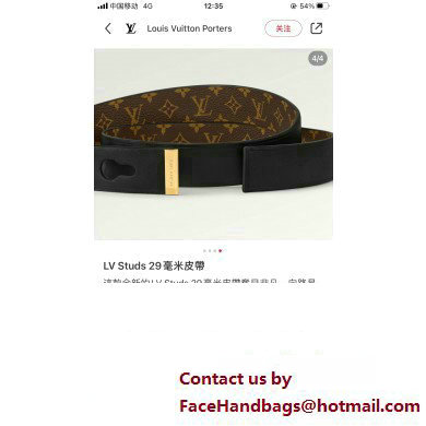 Louis Vuitton LV Studs 29 Belt M8610Y Black/Gold