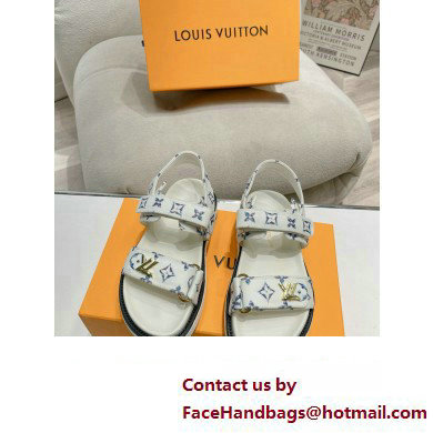 Louis Vuitton LV Sunset Comfort Flat Sandals Leather white canvas 2024 - Click Image to Close