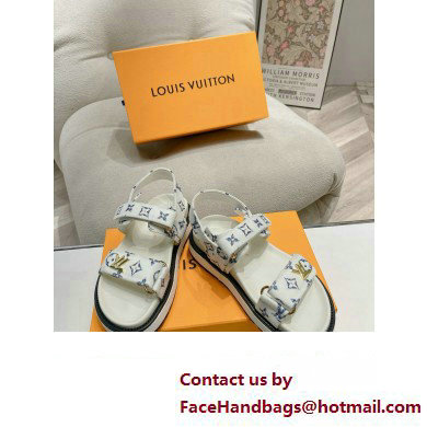 Louis Vuitton LV Sunset Comfort Flat Sandals Leather white canvas 2024