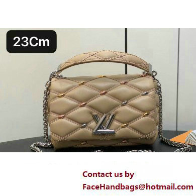 Louis Vuitton Lambskin GO-14 MM Bag with metal studs M24151 Beige 2024