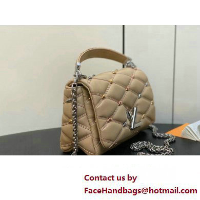 Louis Vuitton Lambskin GO-14 MM Bag with metal studs M24151 Beige 2024