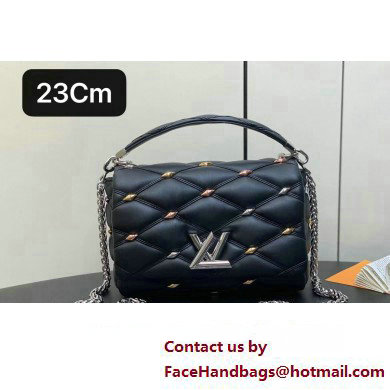 Louis Vuitton Lambskin GO-14 MM Bag with metal studs M24151 Black 2024