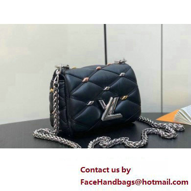 Louis Vuitton Lambskin Pico GO-14 Bag with metal studs M24246 Black 2024