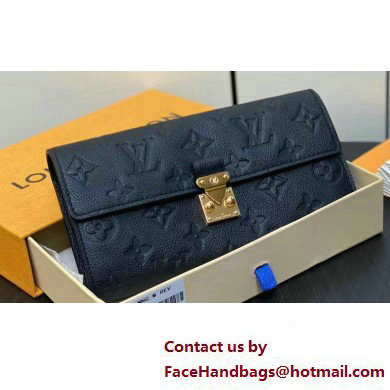 Louis Vuitton Monogram Empreinte leather Sarah Wallet M82638 Black 2024