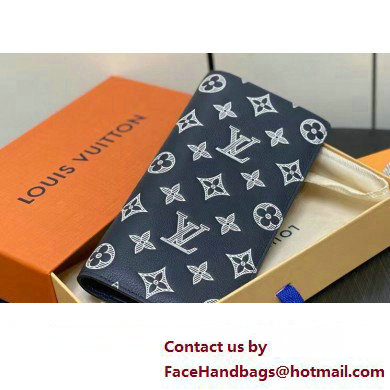 Louis Vuitton Monogram Shadow calfskin leather Brazza Wallet Ink Blue/White 2024 - Click Image to Close